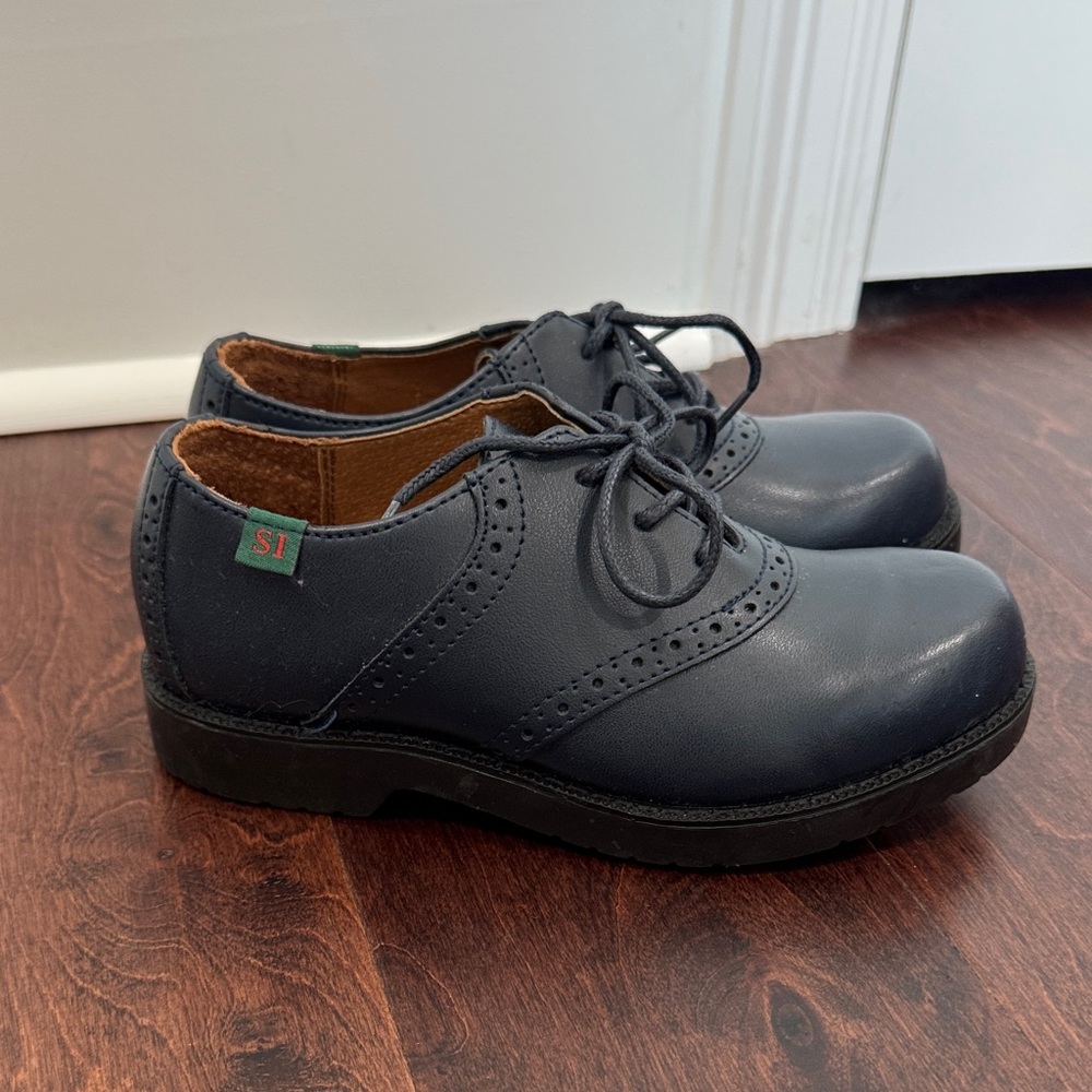 NEW Girls School Uniform Shoes Oxford’s Navy Leather Kids Church, size 1.5w